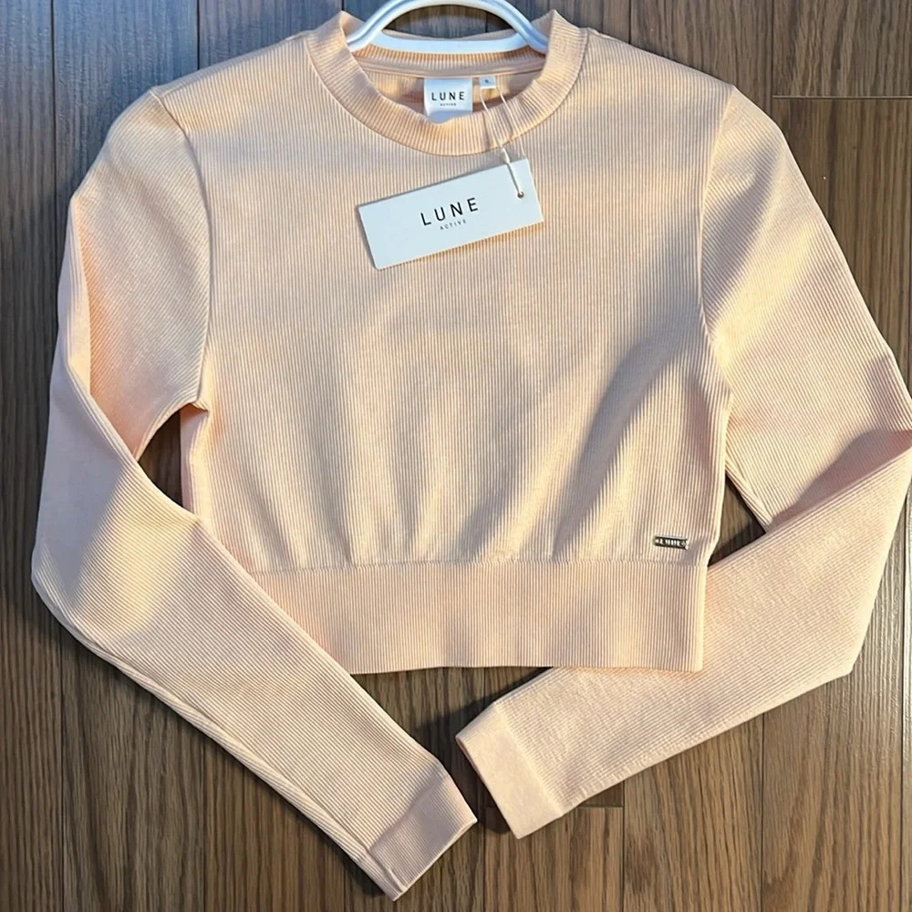 LUNE ACTIVE Rib Crop Long Sleeve Melange size small